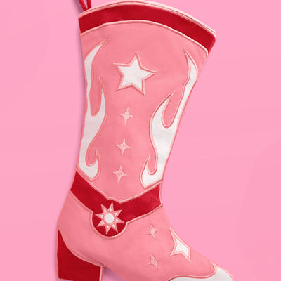 Cowgirl Boot Stocking - pink and red stocking