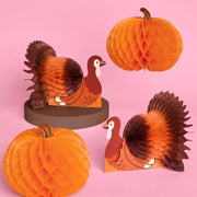Turkey + Pumpkin Accordions - fall decor set