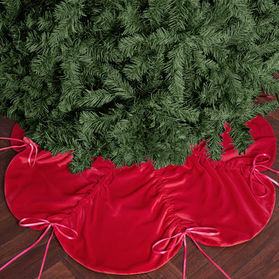 Red Velvet Tree Skirt - ruched tree skirt