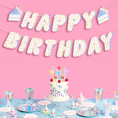 Bday Cake Banner - iridescent foil banner