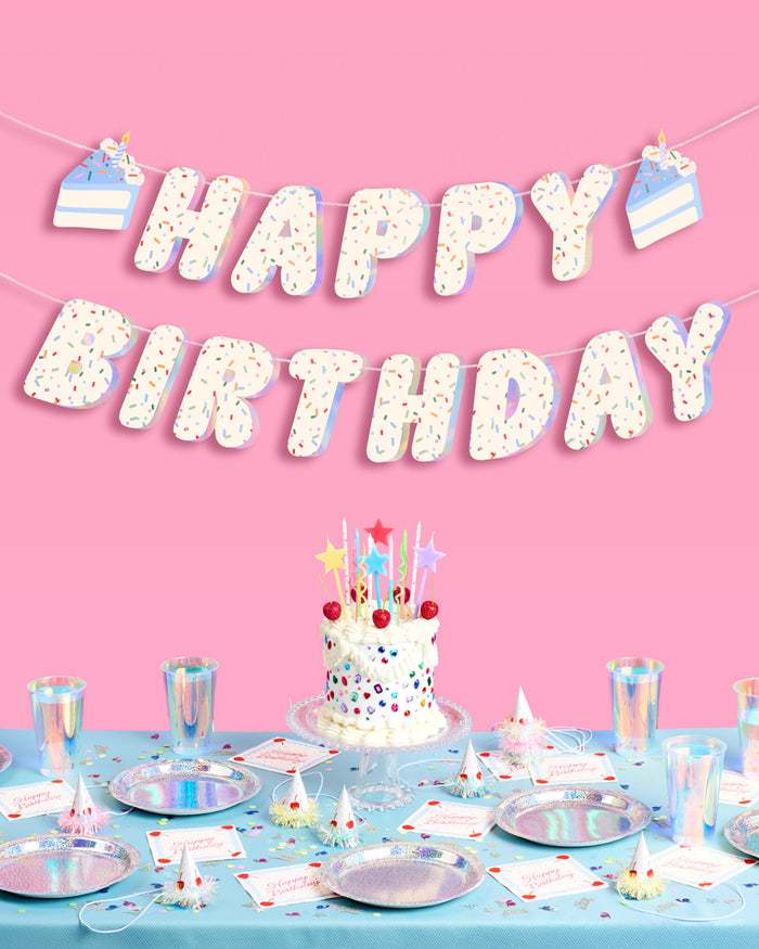 Bday Cake Banner - iridescent foil banner