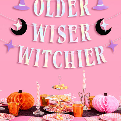Older Wiser Witchier Banner - iridescent foil banner