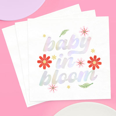 Baby in Bloom Napkins - 50 white napkins