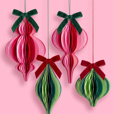 Holiday Ornament Set - 4 accordion paper ornaments