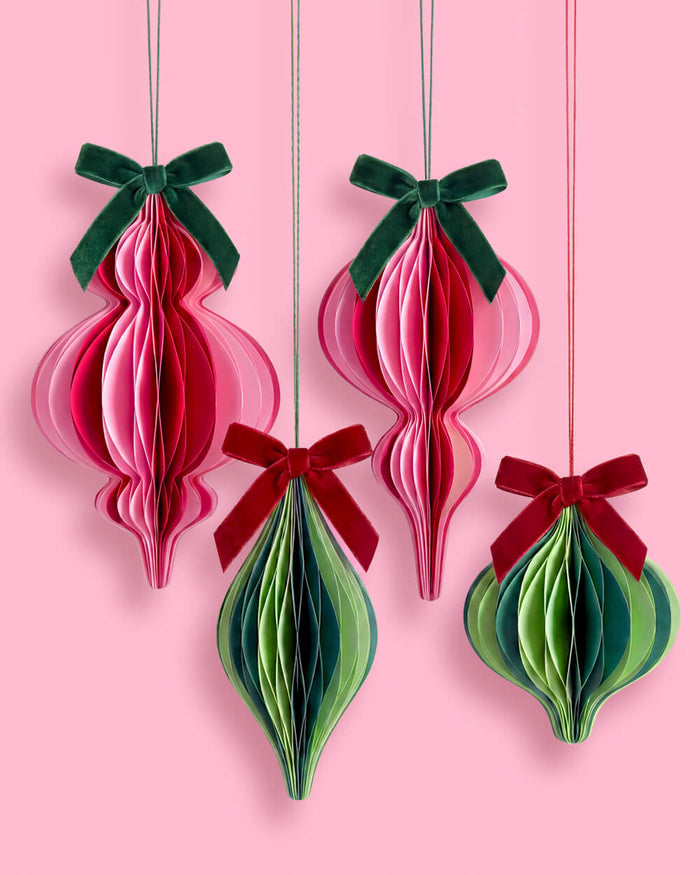 Holiday Ornament Set - 4 accordion paper ornaments