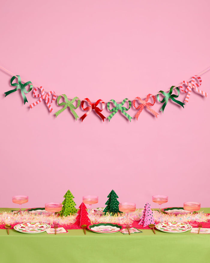Christmas Bow Banner - Paper Bow Garland