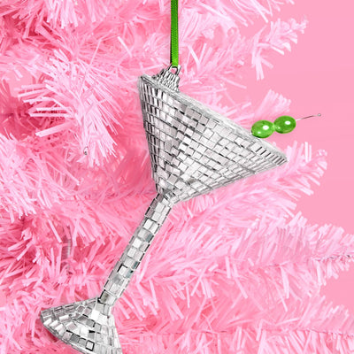 Disco Martini Ornament - silver disco ornament