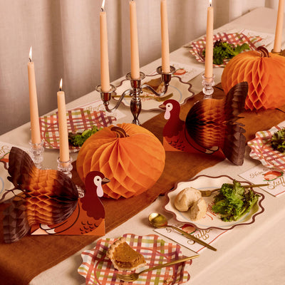 Turkey + Pumpkin Accordions - fall decor set