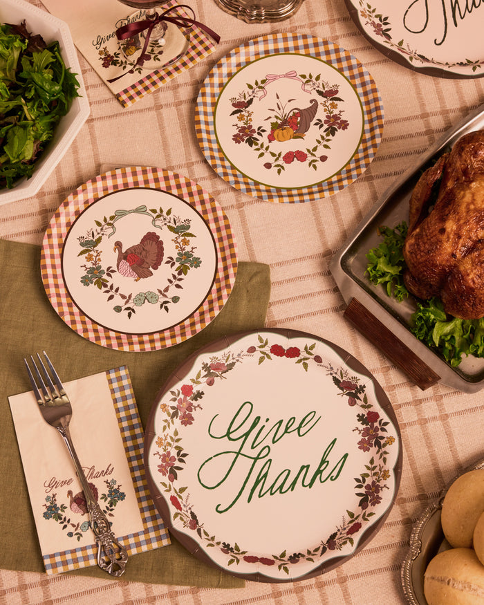 Thanksgiving Harvest Plates - 32 paper plates