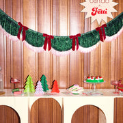Christmas Bow Banner - fringe + velvet bows