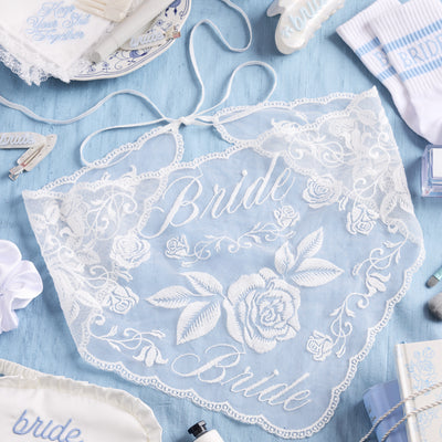 Bride Lace Headscarf - white embroidered bandana