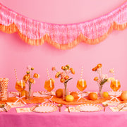Pink Orange Scallop Fringe - iridescent foil banner
