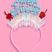 HBD Headband - cherry tinsel headband