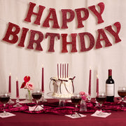 Happy Birthday Banner - 5 ft burgundy glitter banner
