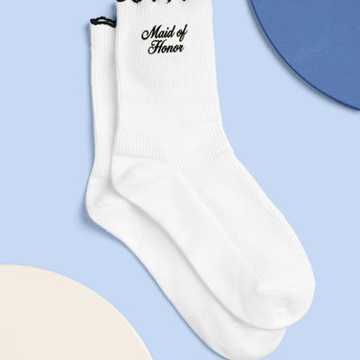 Maid of Honor Sock - white ribbed cotton sock