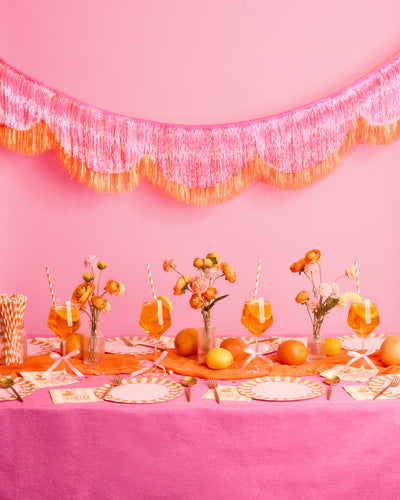 Pink Orange Scallop Fringe Bundle