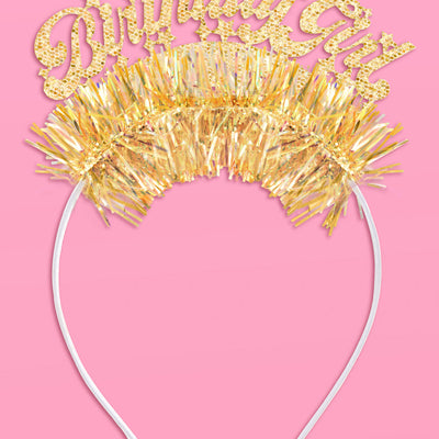 Golden Girl Bday Headband - fringe headband