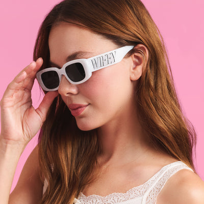 Wifey Sunnies - white marble sunglasses
