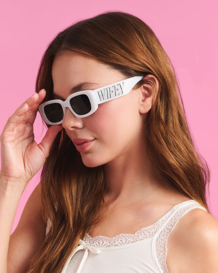 Wifey Sunnies - white marble sunglasses