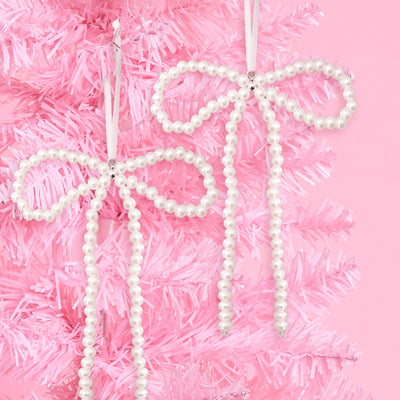 Pearl Bow Ornament Set - 6 pearl bows