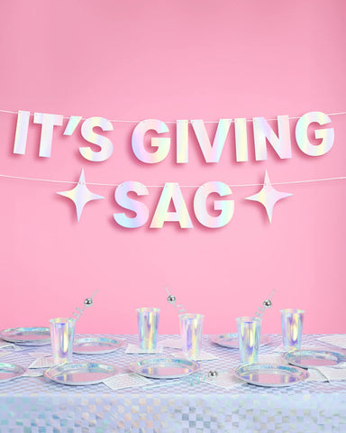 It's Giving Sag Banner - iridescent foil banner