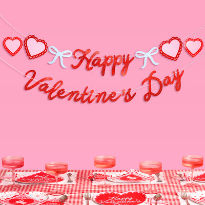 Happy Vday Banner - 3D glitter banner