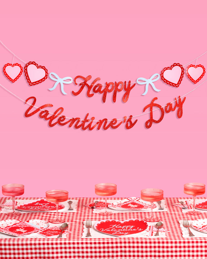 Happy Vday Banner - 3D glitter banner