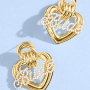 Heart of Gold Bride Earrings - gold + rhinestones