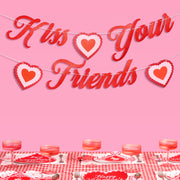 Kiss Your Friends Banner - glitter paper banner