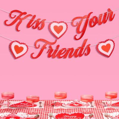Kiss Your Friends Banner - glitter paper banner