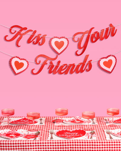 Kiss Your Friends Banner - glitter paper banner