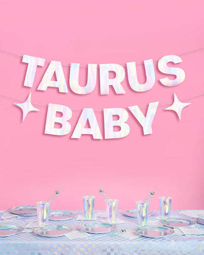 Taurus Baby Banner - iridescent foil banner