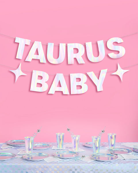 Taurus Baby Banner - iridescent foil banner – xo, Fetti