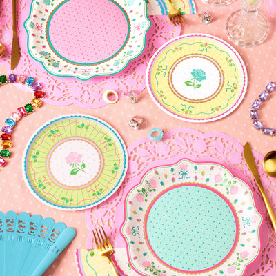 Tea Party Plates - 32 pastel floral plates