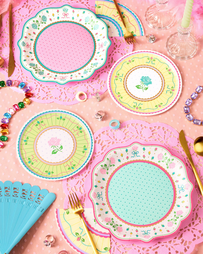 Tea Party Plates - 32 pastel floral plates