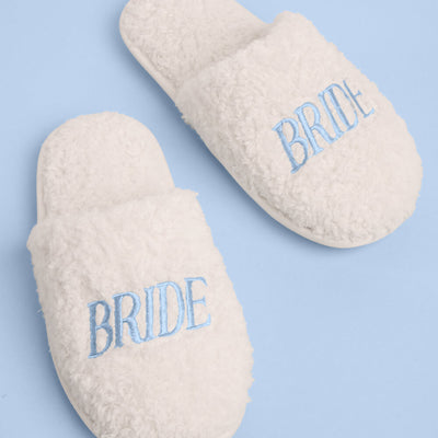 Bride Slippers - fuzzy faux fur slippers
