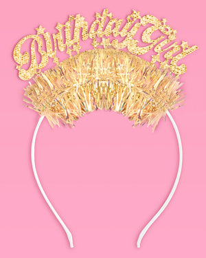 Golden Girl Bday Headband - fringe headband