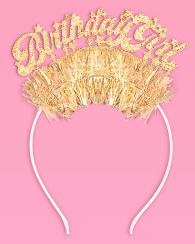 Golden Girl Bday Headband - fringe headband