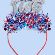 America 250 Headband - patriotic tinsel headband