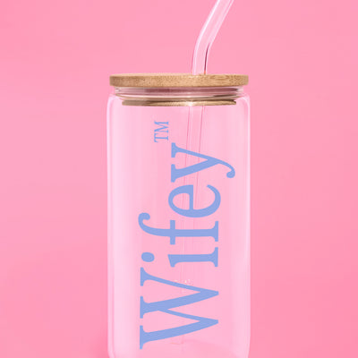 Wifey Glass Tumbler - 16 oz tumbler + straw