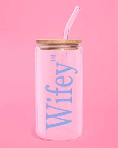 Wifey Glass Tumbler - 16 oz tumbler + straw
