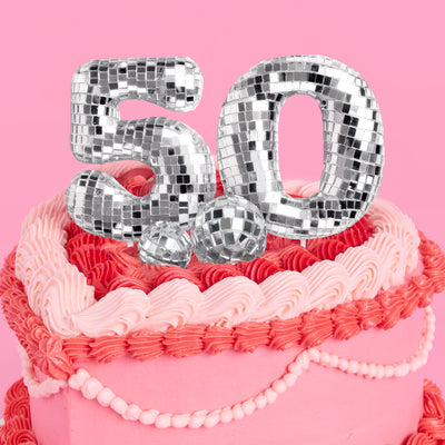 50 Disco Topper - 6 pc mirrored cake toppers
