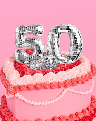50 Disco Topper - 6 pc mirrored cake toppers
