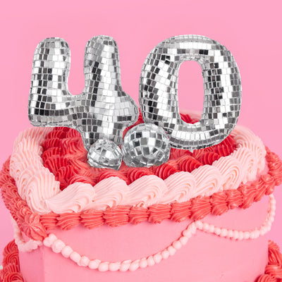 40 Disco Topper - 6 pc mirrored cake toppers