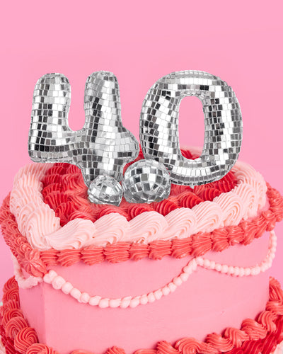 40 Disco Topper - 6 pc mirrored cake toppers
