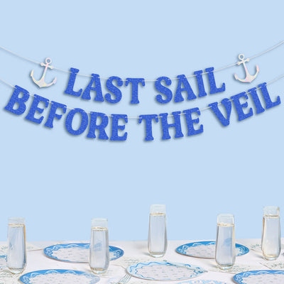 Last Sail Before the Veil Banner - blue glitter + iridescent banner