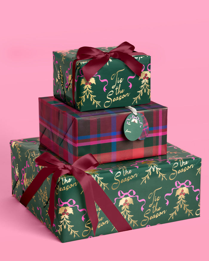 Tis the Season Wrapping Paper - 12 sheets + 16 tags