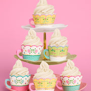 Tea Party Cupcake Wrappers - 24 pc tea cup set