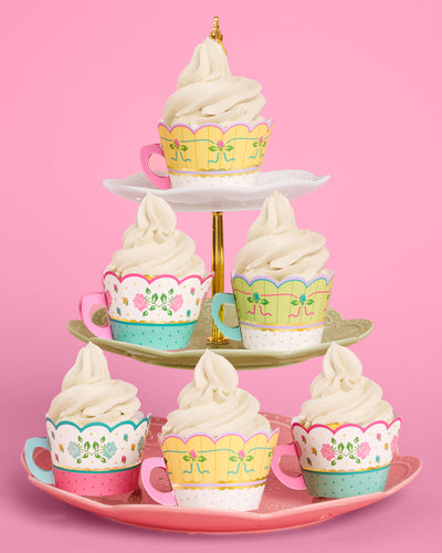 Tea Party Cupcake Wrappers - 24 pc tea cup set