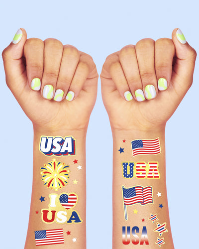 Stars & Stripes Tats - 70 foil temporary tattoos